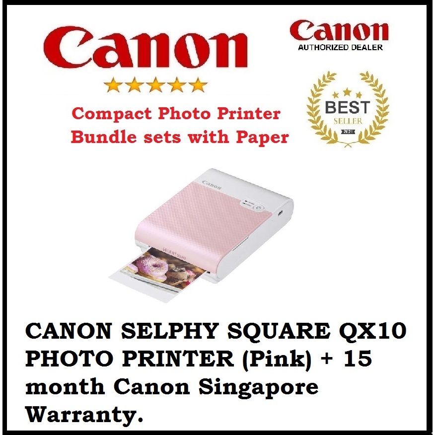 CANON SELPHY SQUARE QX10 PHOTO PRINTER (Pink) + 15 month Canon ...