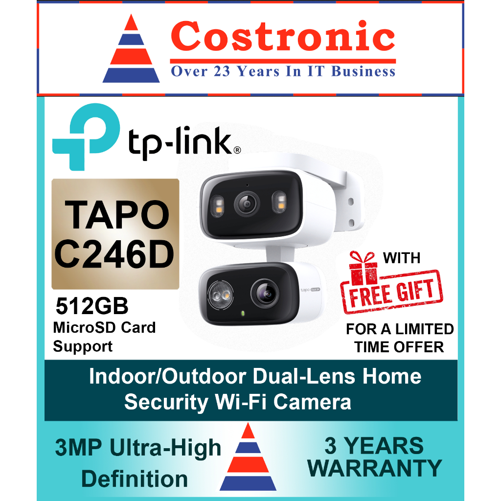 TP-Link Tapo C246D Smart AI Indoor/Outdoor Dual-Lens 360 Home Security ...