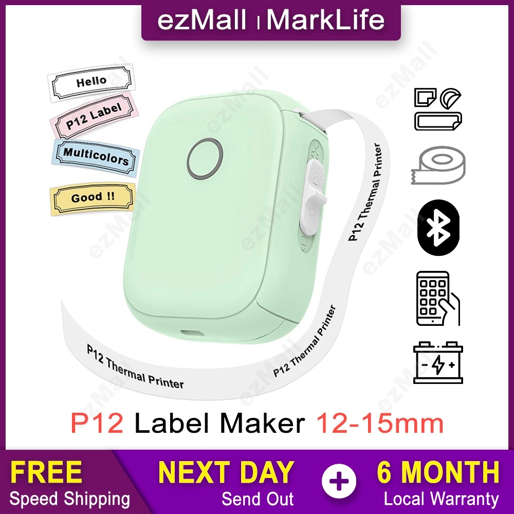 MarkLife P12 12-15mm Continuous and Gap Label Printer Portable ...