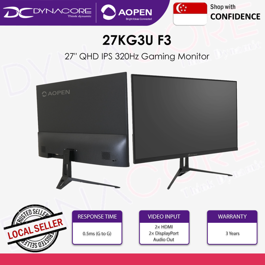Acer AOPEN 27KG3U F3 Gaming Monitor - 27-inch QHD, IPS, 0.5ms, 320Hz ...