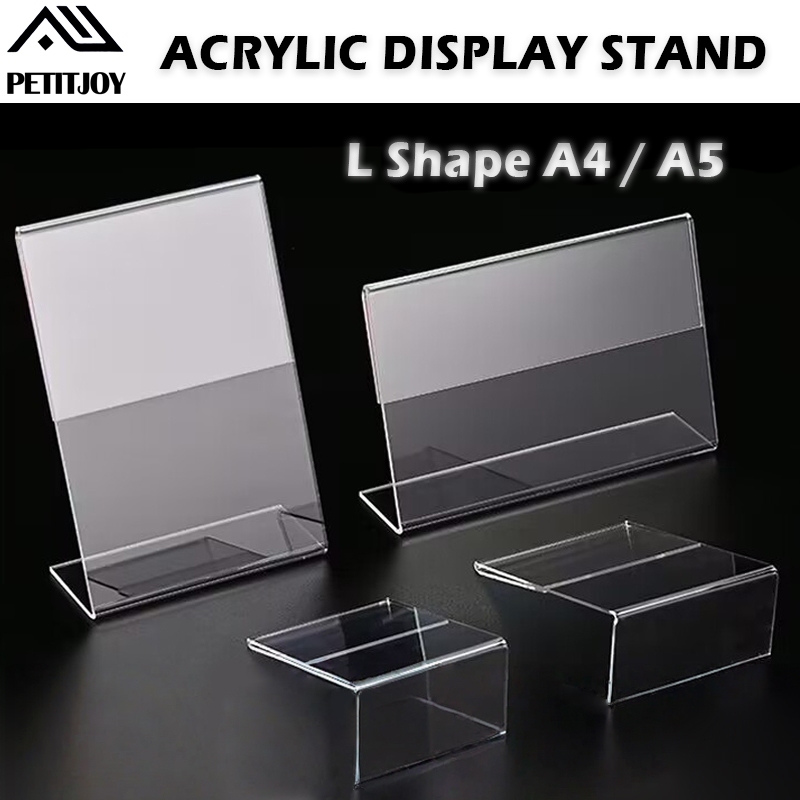 【SG】Acrylic L Shape Display Stand A4 A5 Paper Holder Table Sign Frame ...