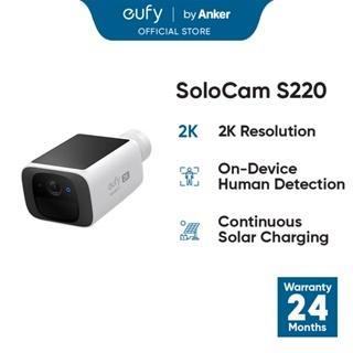 eufy Security S220 SoloCam Solar Beveiligingscamera voor buiten, draadloos, continu vermogen, 2K resolutie huisbeveiligingscamera, 2,4 GHz wifi, geen maandelijkse kosten, HomeBase 3 compatibel