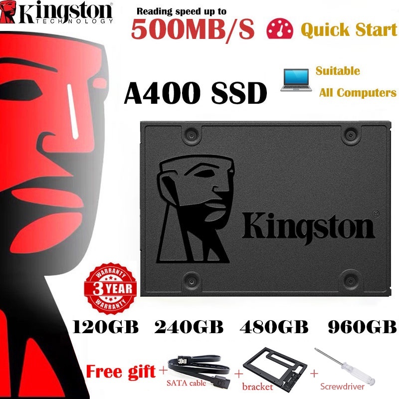 thumbnail image 2 of Kingston A400 SATA III 2.5" Internal SSD – Solid State Drive – Capacities: 120GB, 240GB, 480GB, 960GB 2 of 6