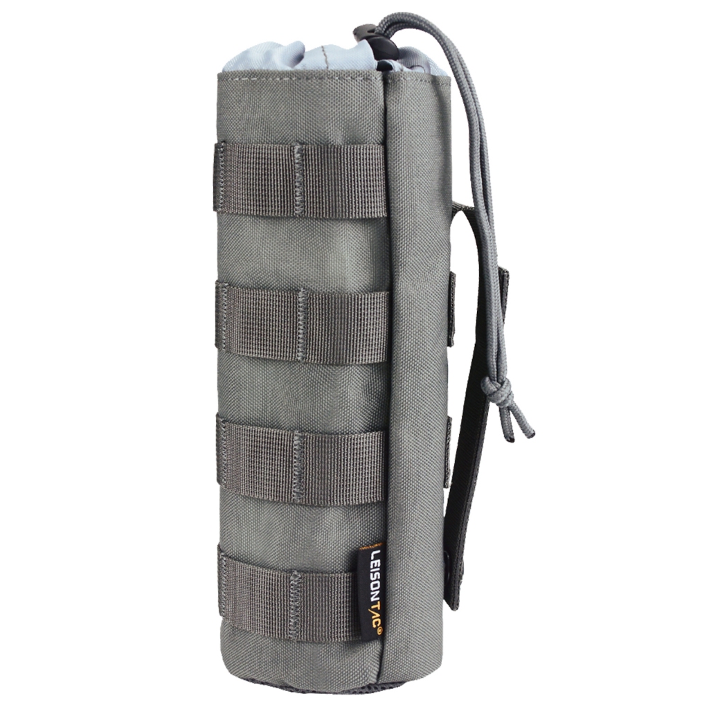 LeiosnTac Tactical Water Bottle Bag MOLLE Adjustable Drawstring Bottle Cage PVC Waterproof Water Bottle Bag Gray Shopee Singapore