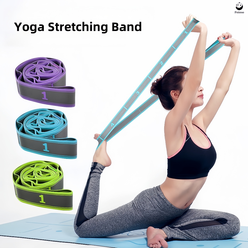 Yoga Belt Gymnastics Pilates Stretch Rope Resistance Elastic Multi ...