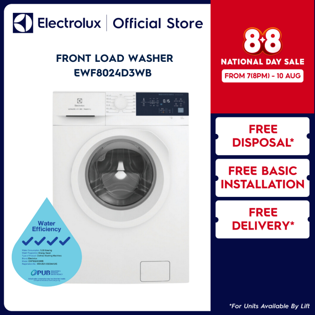 Electrolux EWF8024D3WB UltimateCare 300 Front Load Washer 8KG with 2 ...