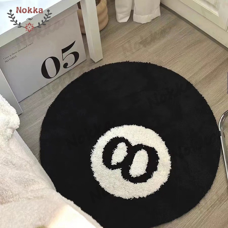 【SG】Round Area Rugs Soft Fluffy Black Carpets Non-Slip Floor Mat Home ...