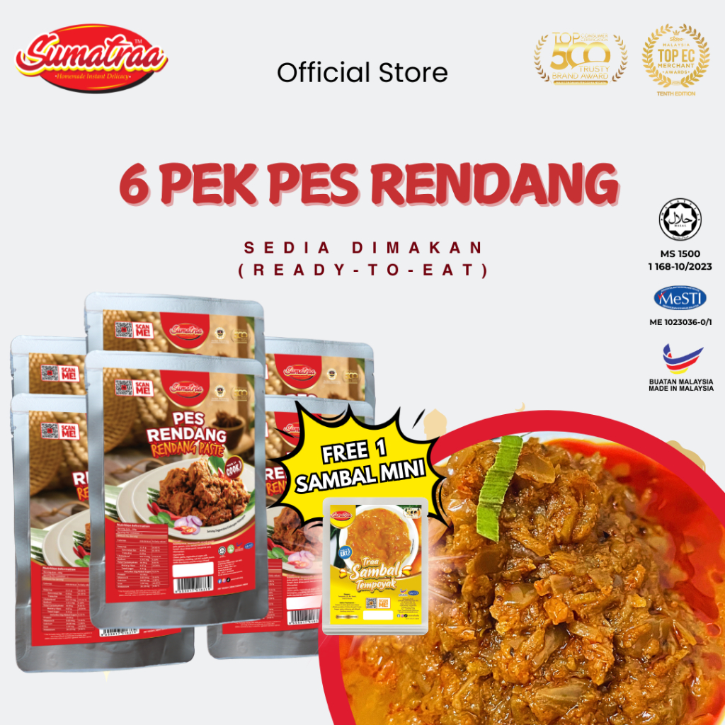 Combo 6 Pes Rendang 200g Ready-To-Cook | Ready-To-Eat | Shopee Singapore