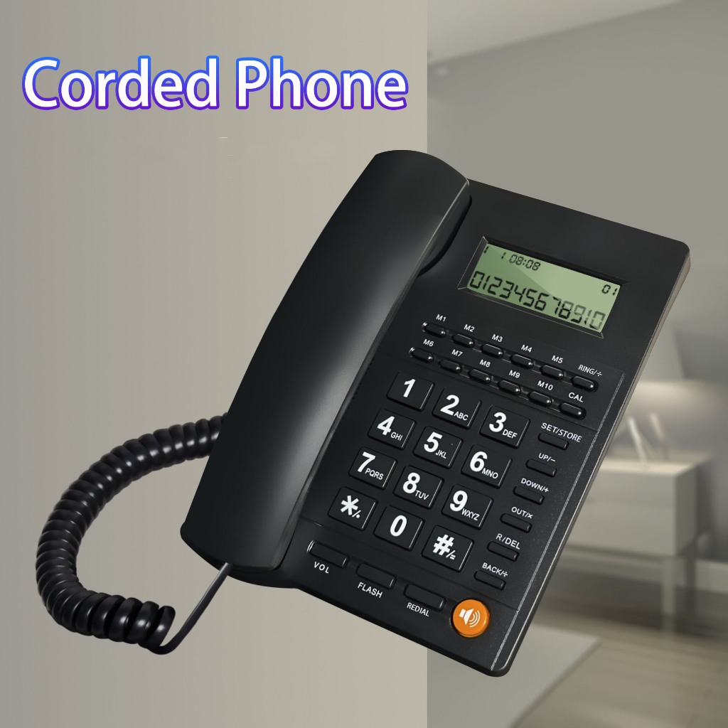 SG STOCK Basic Corded Phone Called ID Speaker Display Screen Hand Free ...