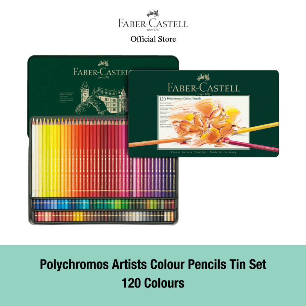Faber-Castell Polychromos Artists Colour Pencil Tin, 60/120 pieces