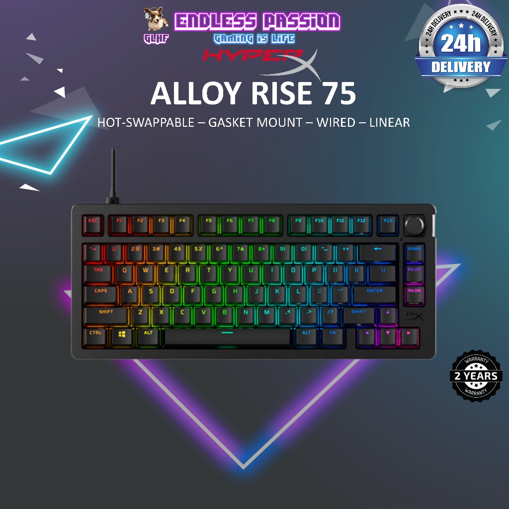 HyperX Alloy Rise 75 – Hot-Swappable 75% Mechanical Gaming Keyboard ...