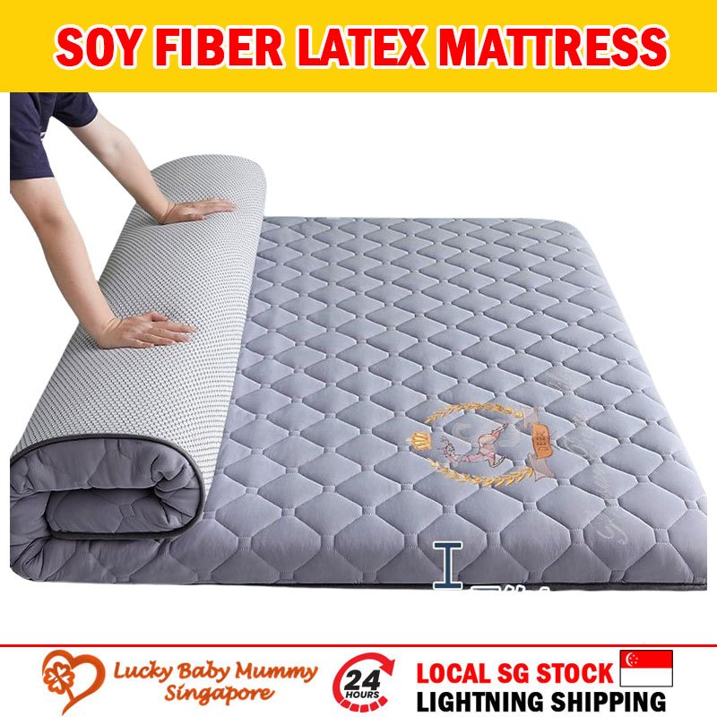 Soy Latex Fiber Mattress Memory Foam Cotton Single Queen King Foldable ...