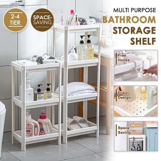 🇸🇬 (2-4Tiers) Multi purpose Plastic Shower Rack Stands for Bathroom ...