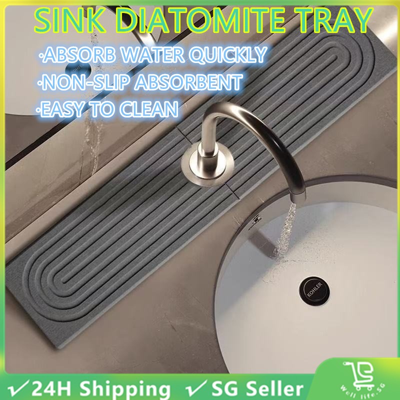 【SG STOCK】Diatomite Absorbent Faucet Mat Kitchen Faucet Absorbent Pad ...