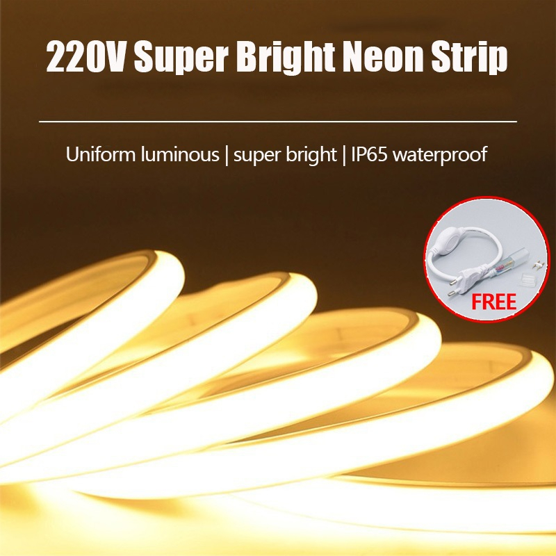 Waterproof 220V flexible LED neon light [with EU plug] Silicone strip ...
