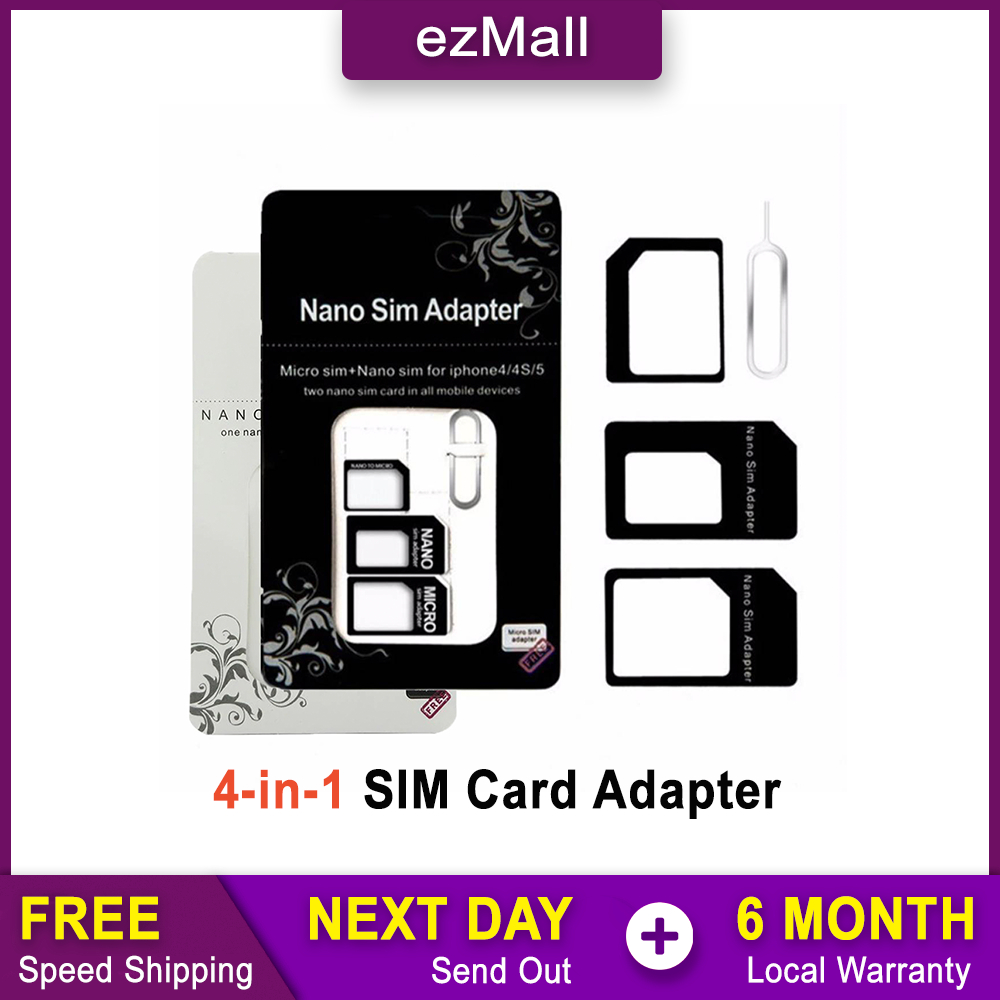 4-in-1 Nano and Micro SIM Card Adapter Holder with Eject Needle