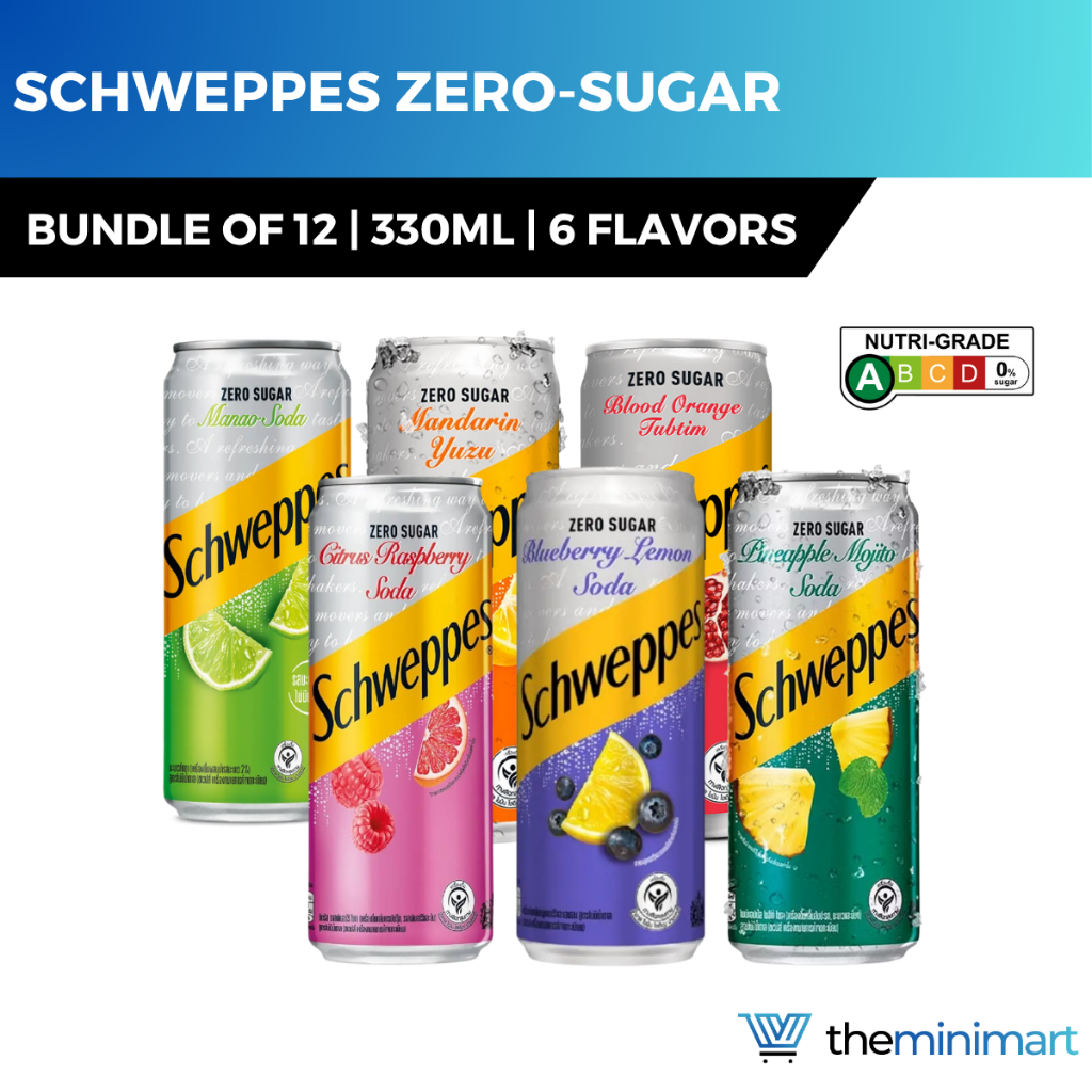 [Bundle of 12] Schweppes Zero-Sugar 330ml - Flavored Soda Water ...
