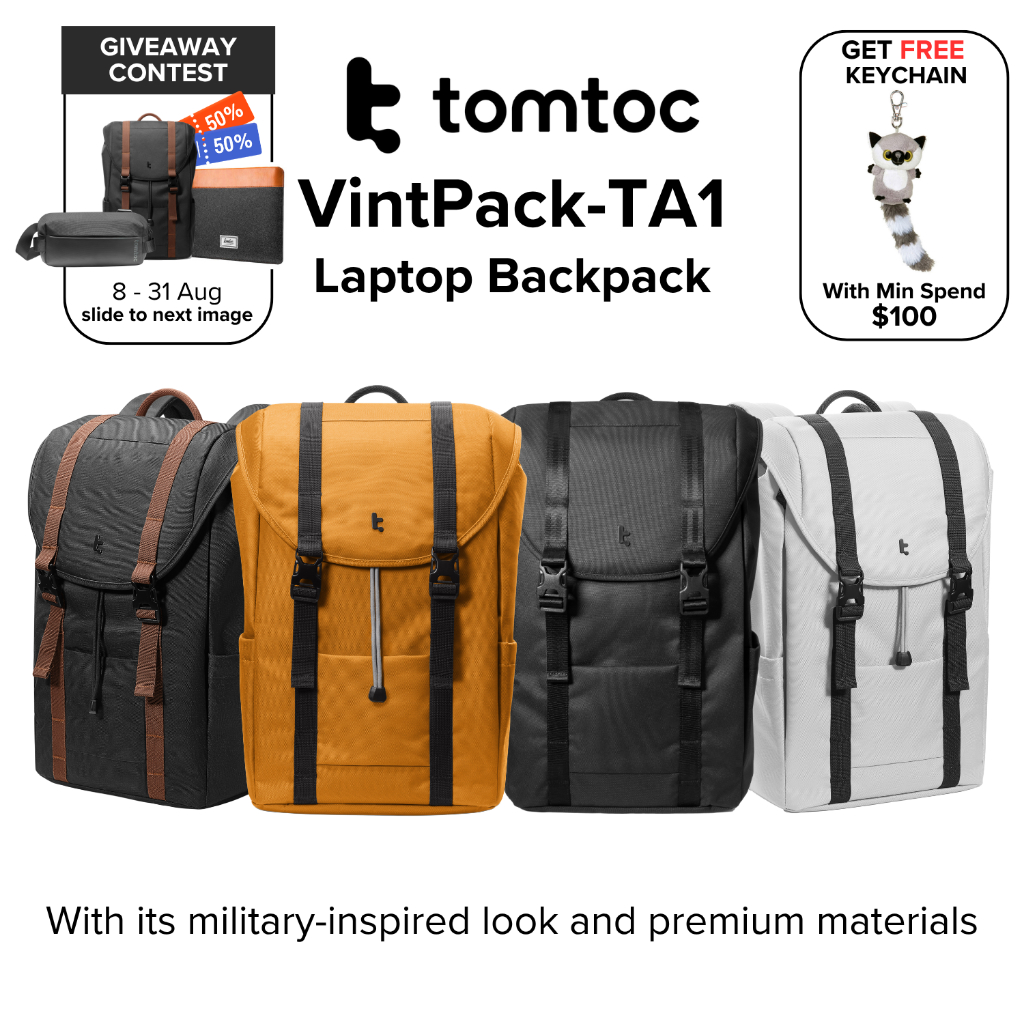 tomtoc VintPack TA1 Laptop Backpack | 15.6-inch | 17L | 22L | Shopee ...