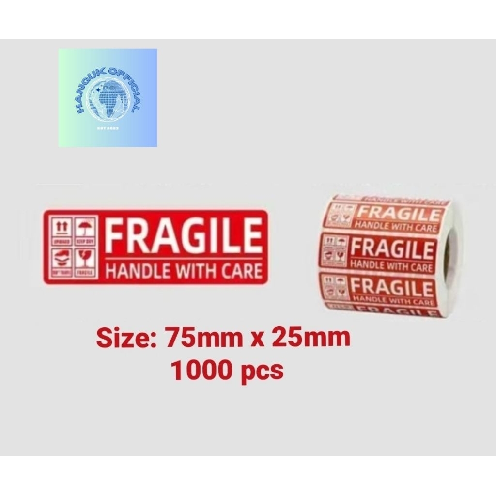 Fragile sticker 75x25mm 1000 pcs per roll | Shopee Singapore