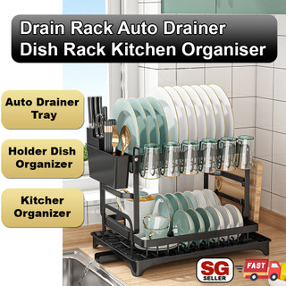 Drain Rack Auto Drainer Tray Dish Drying Rack With Holder Dish Drainer ...