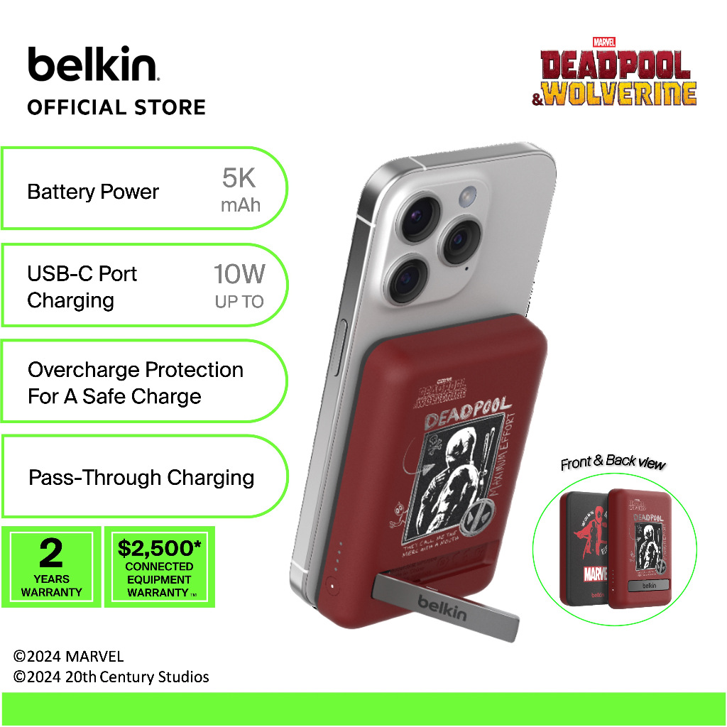 Belkin BPD004qcBR-DY Deadpool n Wolverine BoostCharge Magnetic Wireless ...