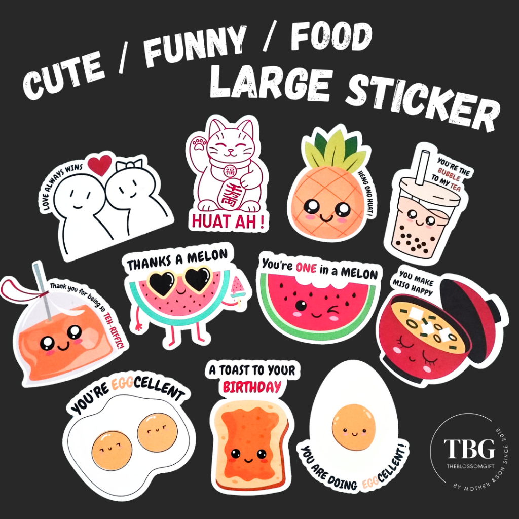 SG SELLER | Large Sticker | Funny Cute Food Design Big Stickers | DIE ...