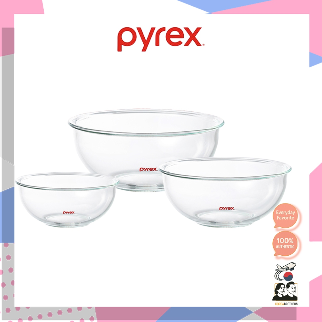 Pyrex / Heat-Resistant Glass Bakeware Mixing Bowl / 880ml, 1.4L, 2.4L ...