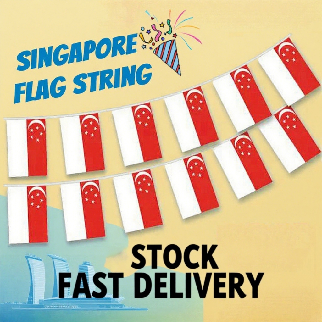 SG [READY STOCK] 5/10M Singapore Flag String 14*21CM Hanging Flag NDP ...