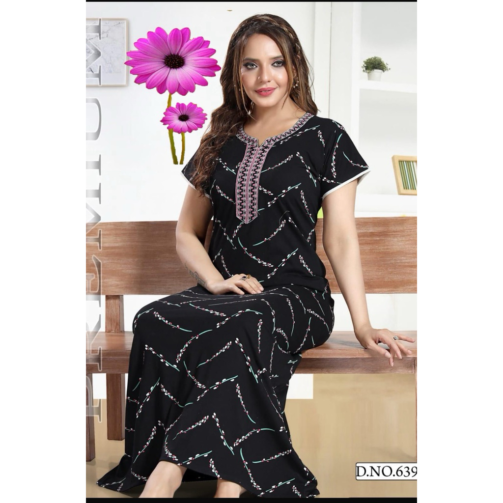 Hoisery Cotton Long Indian Nighty | Shopee Singapore