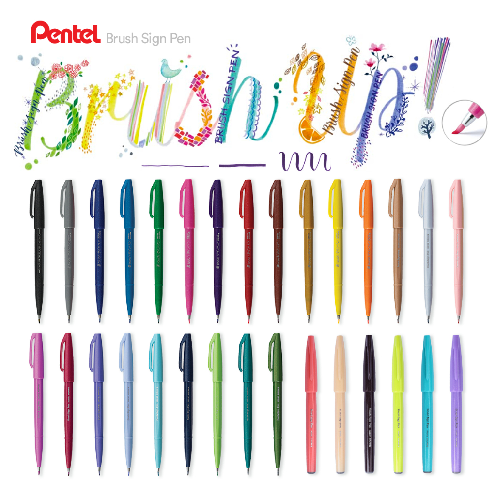 Pentel Touch Brush Sign Pen - 30 Colours - Original color with new ...