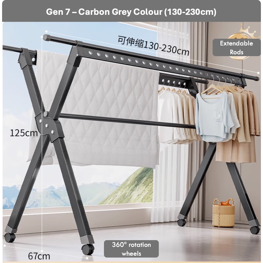Foldable Clothes Laundry Drying Rack - Aluminium Material (Extendable ...