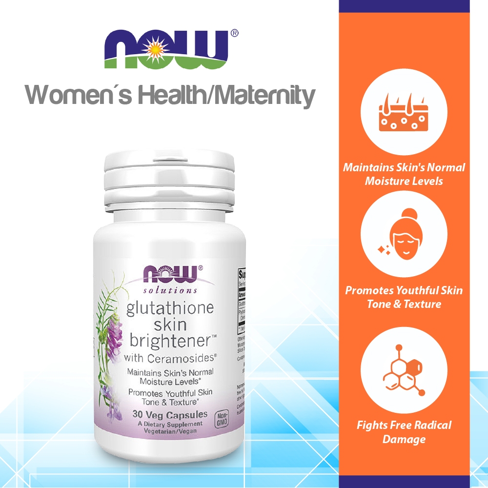 galactomyces glutathione Now Foods, Solutions, Glutathione Skin Brightener, 30 Veg Capsules