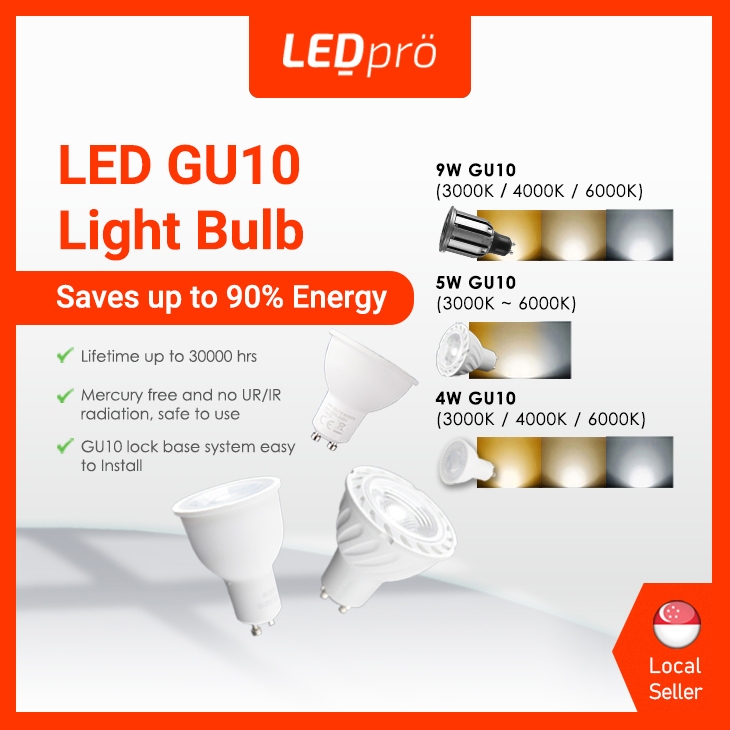 LED PRO LED LIGHT GU10 LED Lighting Bulb Tri-tone 4w 5w 9w | Shopee ...