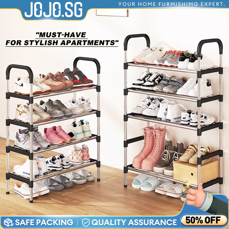JOJO Shoe Rack Stainless Steel Stackable Shoes Organizer Easy Assemble ...
