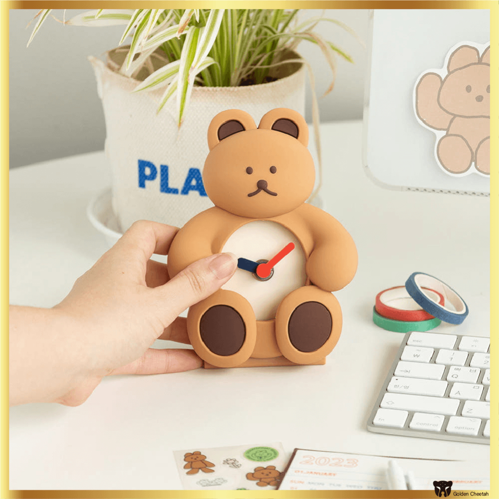 ROMANE DONATDONAT Bear Table Clock Adorable 3D Bear Design (Ivory ...