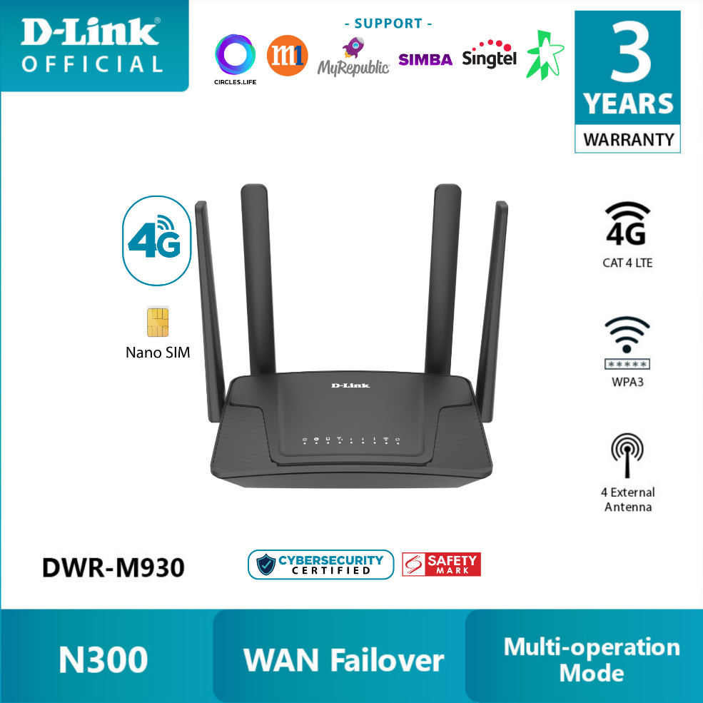 D-Link DWR-M930 4G Cat 4 LTE 300mbps Wireless WiFi Mobile Router ...