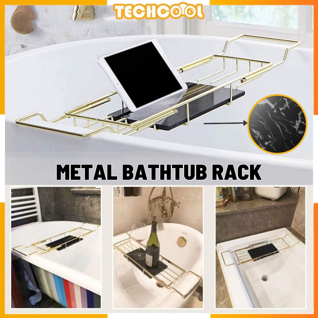 Stainless Steel Bathtub Caddy Tray Expandable Bath Organizer Luxury ...