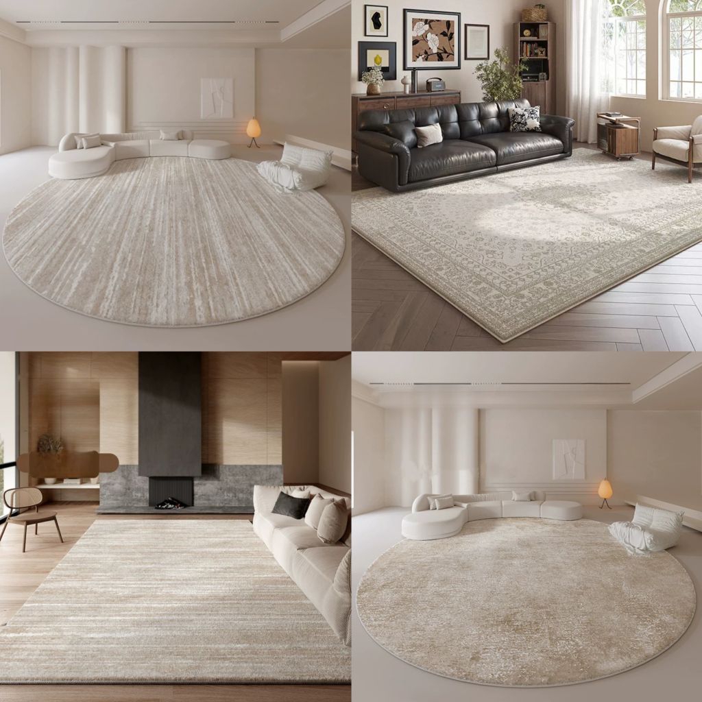 DaVee | Round Carpet Rectangular Living Room Rugs Cream Color Indoor ...