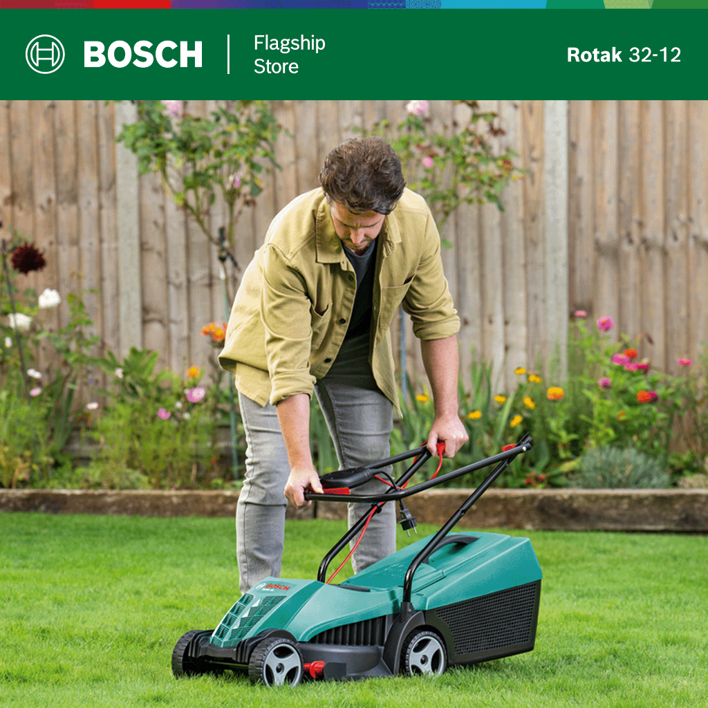 BOSCH Rotak 32 12 Electric Rotary Lawnmower Shopee Singapore