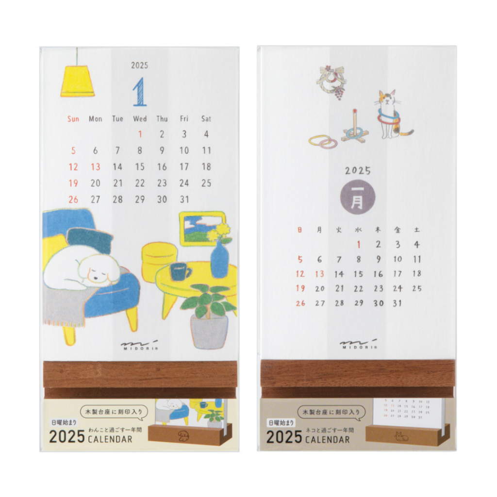 Midori Stand Calendar 2025 Cat and Dog Shopee Singapore