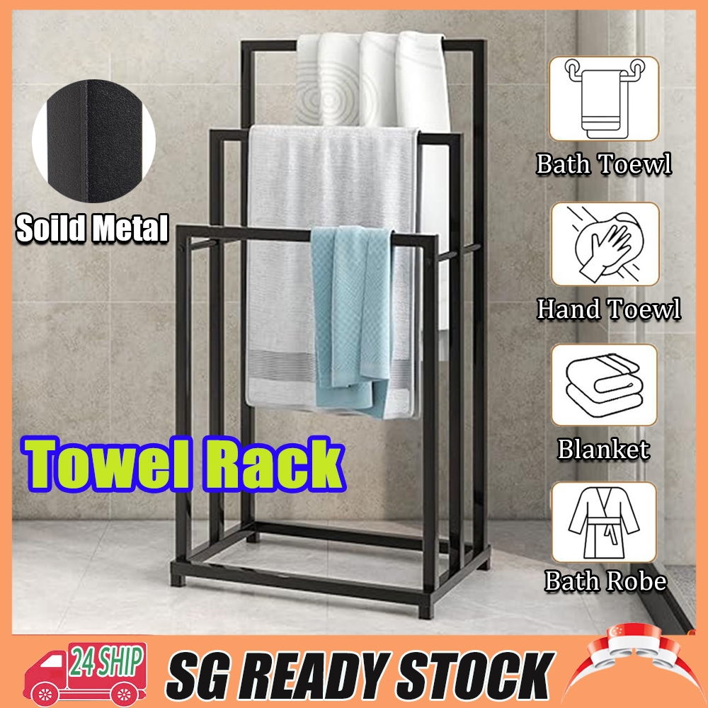 Bathroom Towel Rack Standing 3 Layer Bathroom Storage Rack Drying Rack ...
