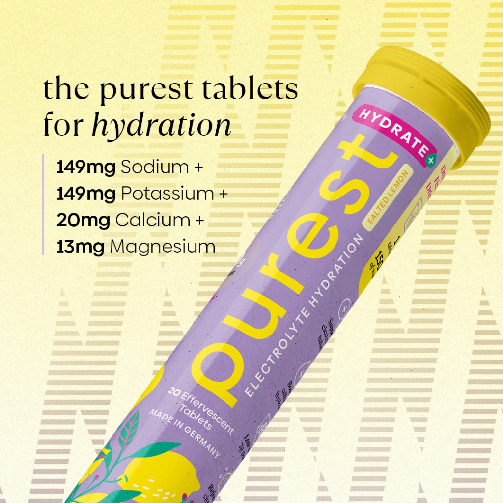 Purest Co Hydrate+ Electrolyte Hydration Tablets - 149mg Sodium ...
