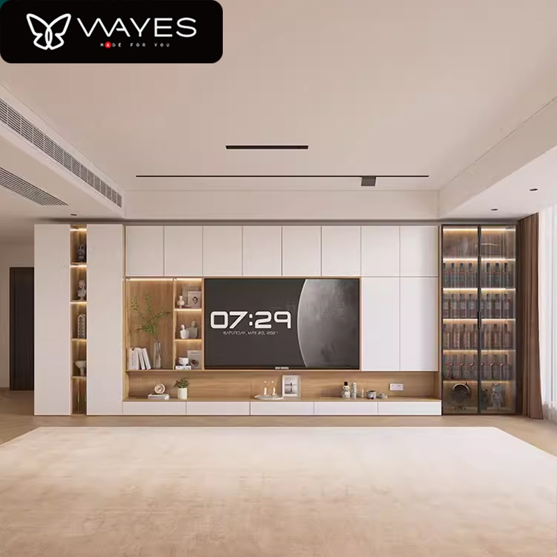 Customized Build-in TV Console full height Cabinet With Drawers and ...