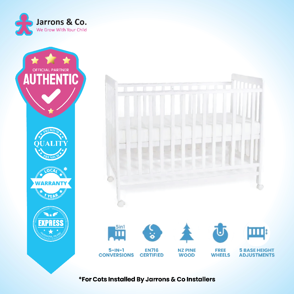 Jarrons Co] Happy Star 5-in-1 Convertible Baby Cot Dropside - Main Image