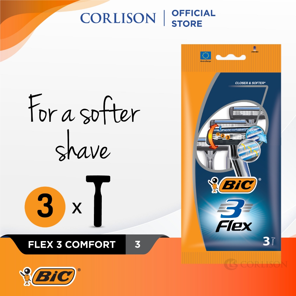 BIC Flex3 Classic Disposable Men's Razors - Triple-Blade, Aloe ...