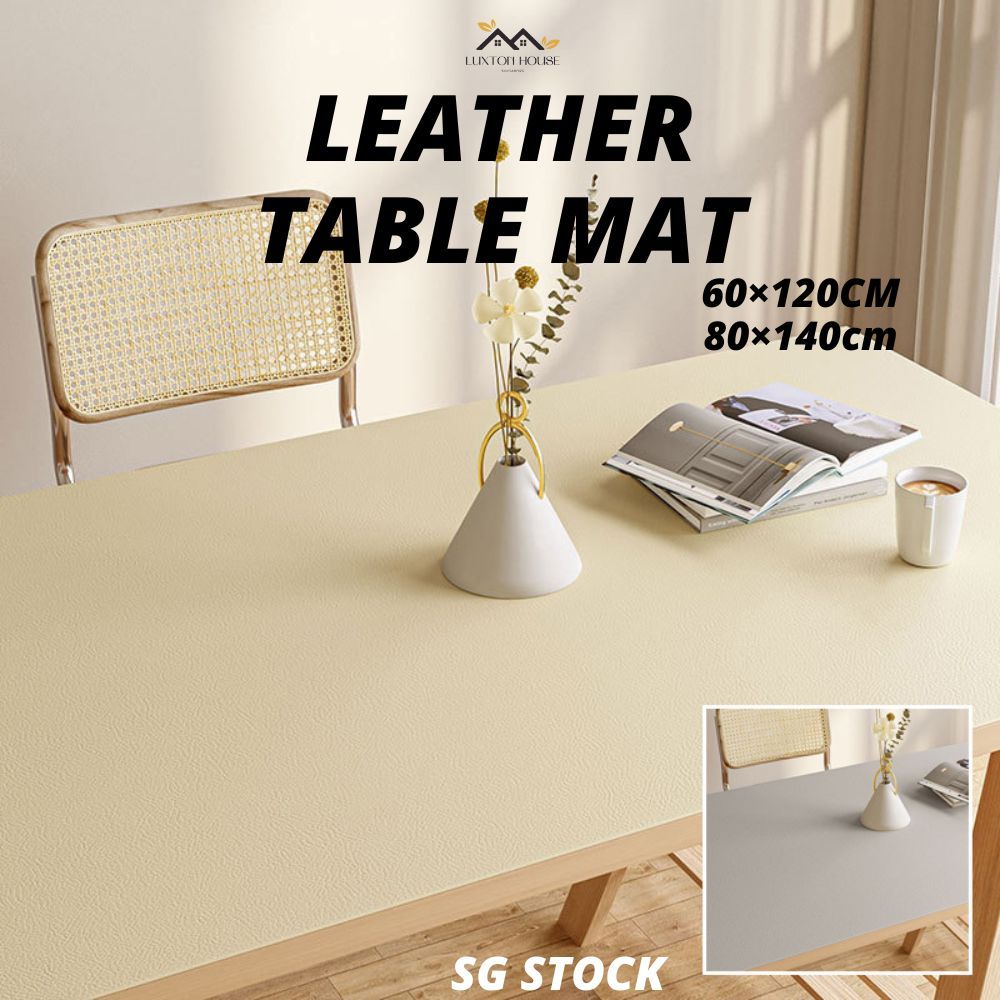 {SG} Leather Table Mat Desk Mat Dining Table Cover Waterproof Table ...
