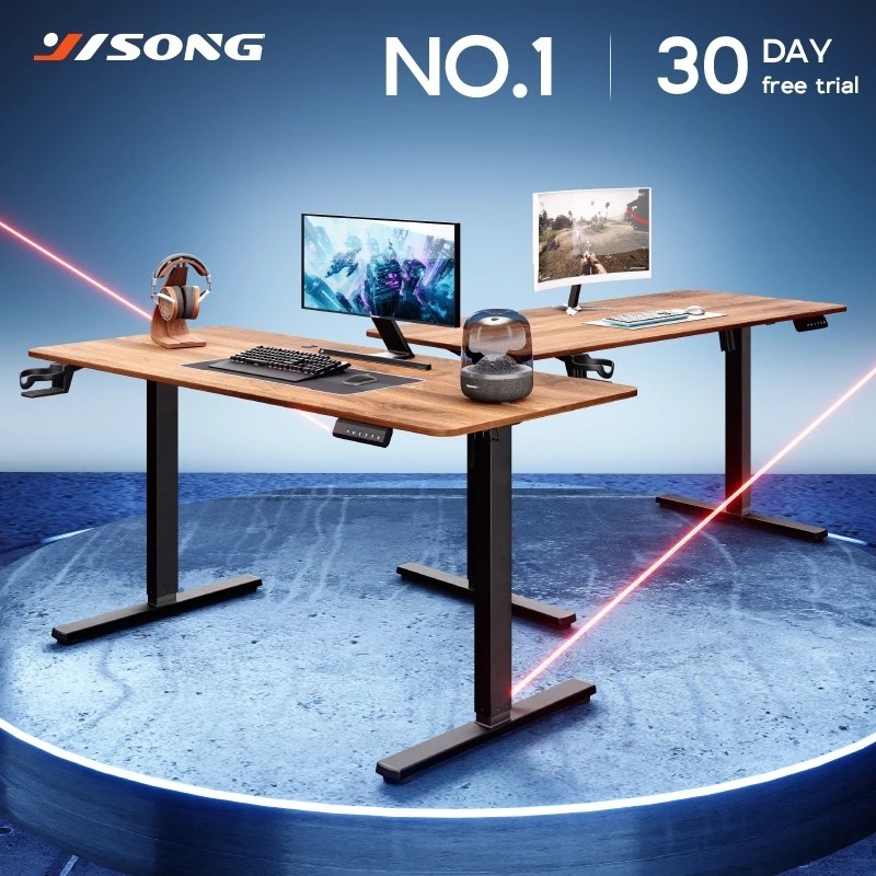 【Wood Study Desk】 Electric Lift Table Computer Table Office Table Study ...