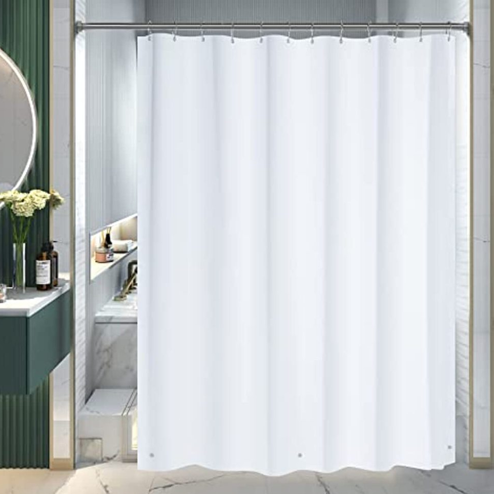Shower Curtain, White Shower Curtain Liner, Waterproof PEVA Lightweight ...