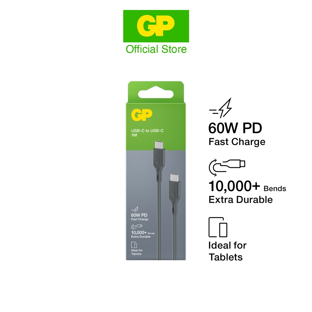 GP Charge & Sync Cable - 1M - USB C to USB C (60W PD) CC1P (Grey ...