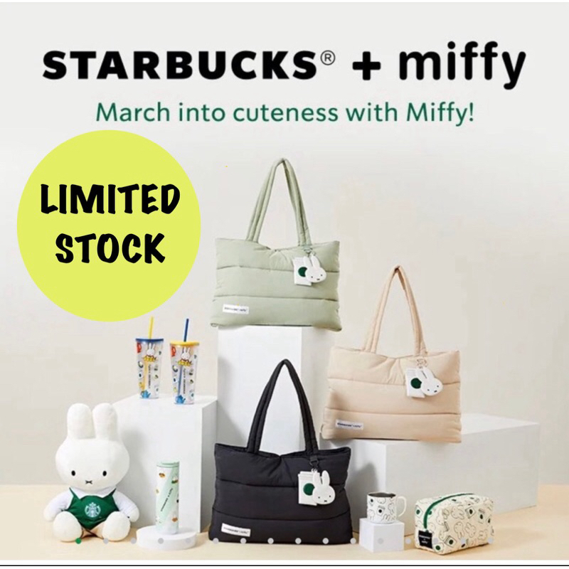 SG Fast Shipping>Miffy Starbucks Puffer Causal Laptop Tote Bag